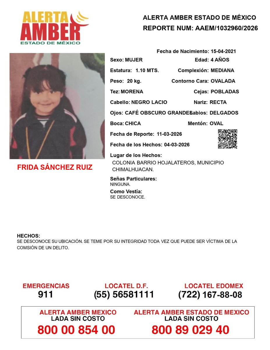 FiscaliaEdomex's tweet photo. 📍Tu apoyo es importante, ayúdanos a difundir, cualquier información para localizar a las siguientes personas comunícate al 📞 800 890 2940 Alerta Amber EDOMEX y ☎️ 800 7028 770 #FiscalíaEdoméx. https://t.co/nQpN7Zjzhs