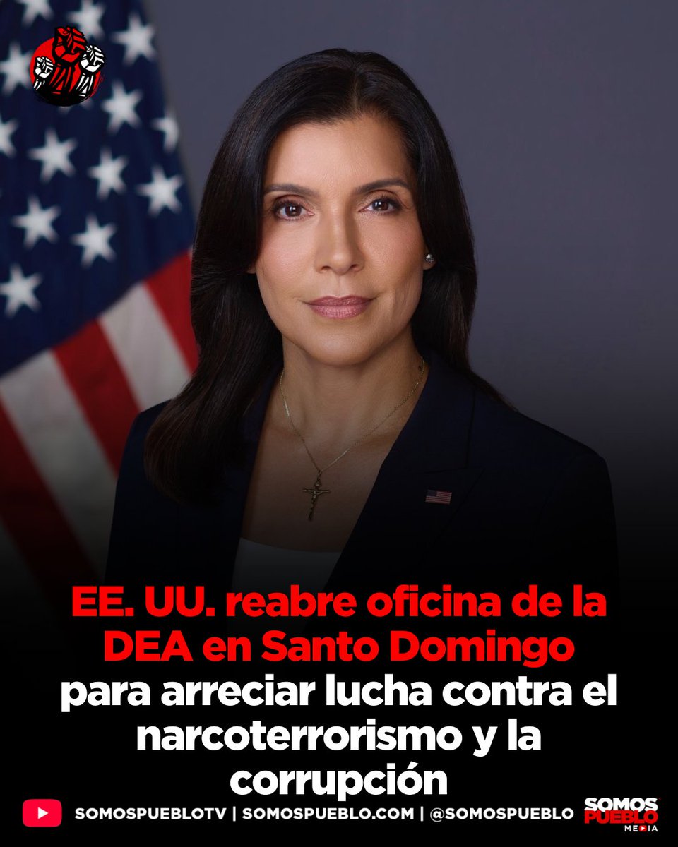 RDSomosPueblo's tweet photo. En una movida que marca un giro significativo en la estrategia de seguridad regional, el gobierno de los Estados Unidos ha anunciado oficialmente la reapertura de la oficina de la DEA (Administración de Control de Drogas) en Santo Domingo. Este relanzamiento viene acompañado de un "nuevo liderazgo" y la promesa de una ofensiva sin precedentes contra el crimen organizado en territorio dominicano.

El anuncio subraya un compromiso renovado para enfrentar dos de los males que más afectan la institucionalidad del país: el narcoterrorismo y la corrupción.

Amplía esta y otras noticias en nuestra página web https://t.co/LL2u5zFceM 📲.