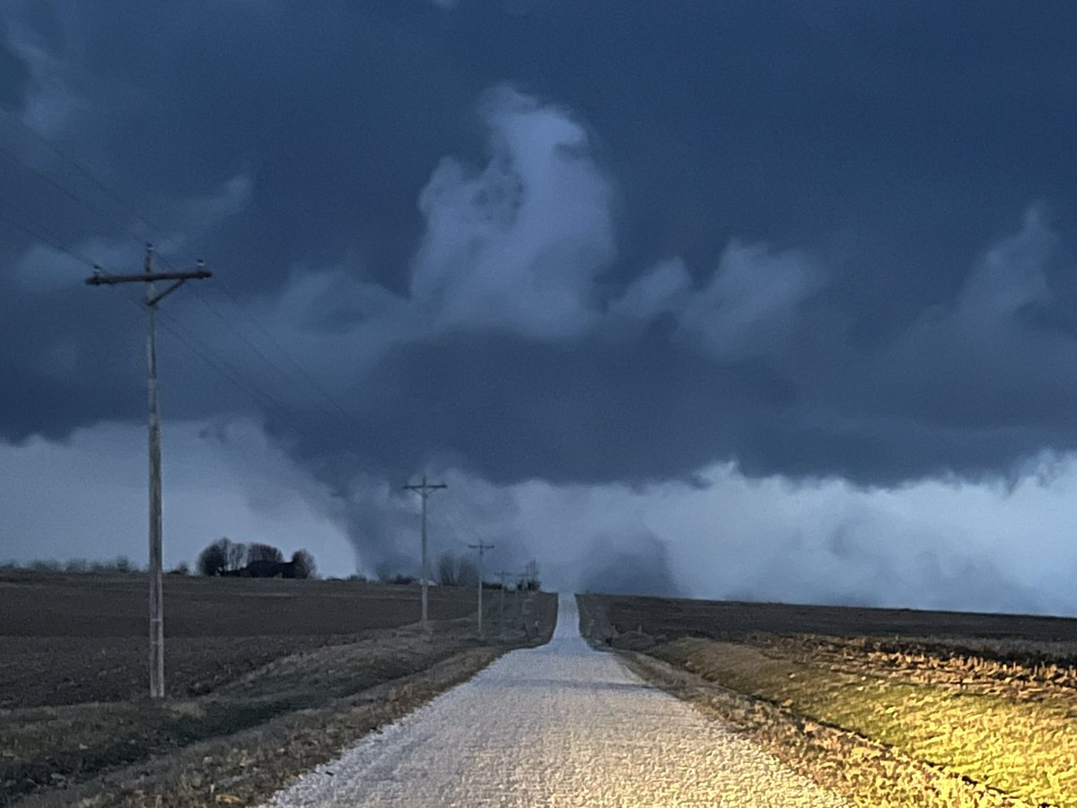 Photo of the possible early stages of a tornado taken half a mile northeast of Victoria, Illinois looking east at 7:21pm CST March 10th, 2026 <a href="/NWSLincolnIL/">NWS Lincoln IL</a>