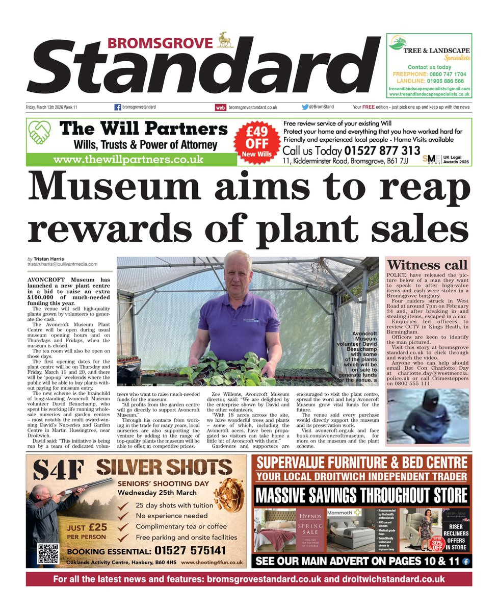AndyGibsonTV's tweet photo. "MUSEUM AIMS TO REAP REWARDS OF PLANT SALES"
@TristanHarris76 for @BromStandard 

@AvoncroftMuseum has launched a new plant centre in a bid to raise an extra £100,000 of much-needed funding this year.

#BromsgroveStandard
#TomorrowsPapersToday
#IBPAPERS https://t.co/0EFKHZeA0R