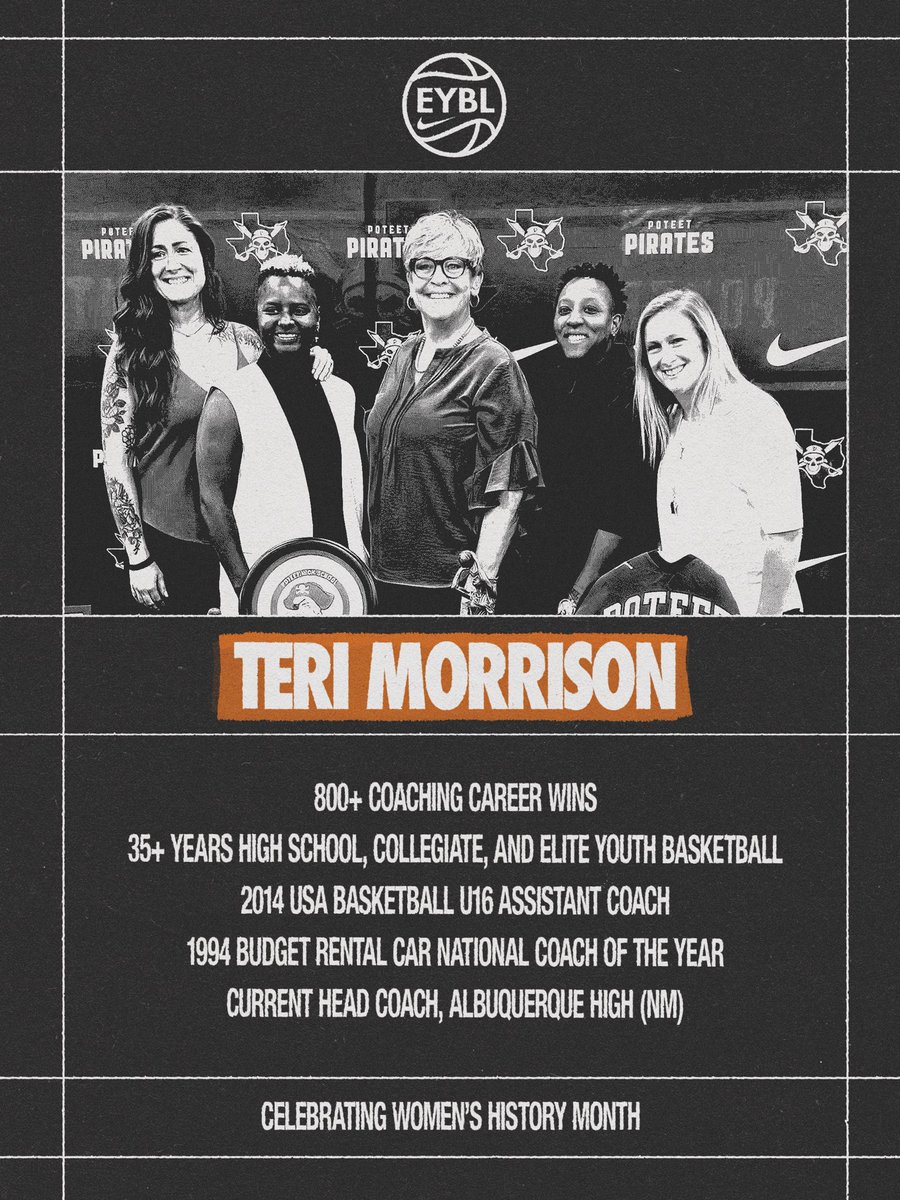 NikeGirlsEYBL's tweet image. Our third #WomensHistoryMonth Spotlight features two pillars of our league: Teri Morrison and Mary Klinger. Two women who have served in countless ways to provide the best experience for our athletes, coaches, and fans.

#WHM | #2026EYBL