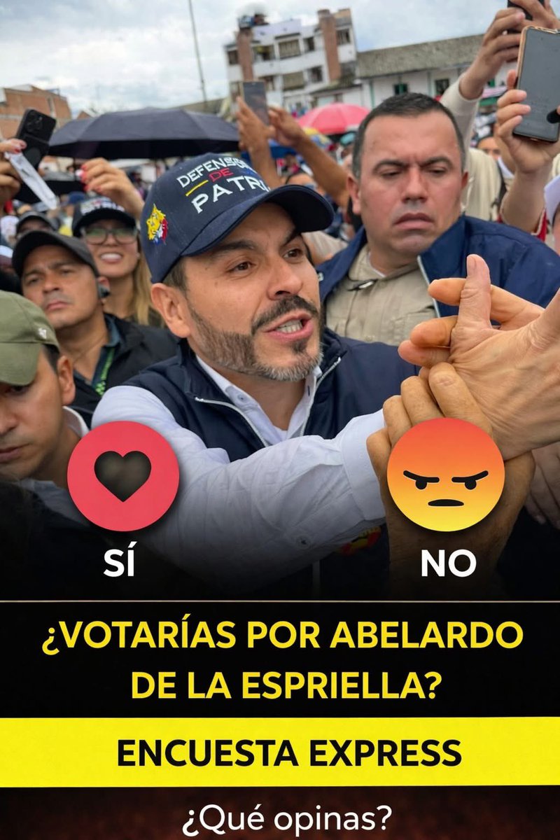 Chicos y Chicas siguen Firmes por la Patria y votaran por Abelardo de la Espriella ?
🔁 Si 
❤️ No
<a href="/ABDELAESPRIELLA/">Abelardo De La Espriella</a> <a href="/MovSalvacionNal/">Salvación Nacional</a> <a href="/CeDemocratico/">Centro Democrático</a>