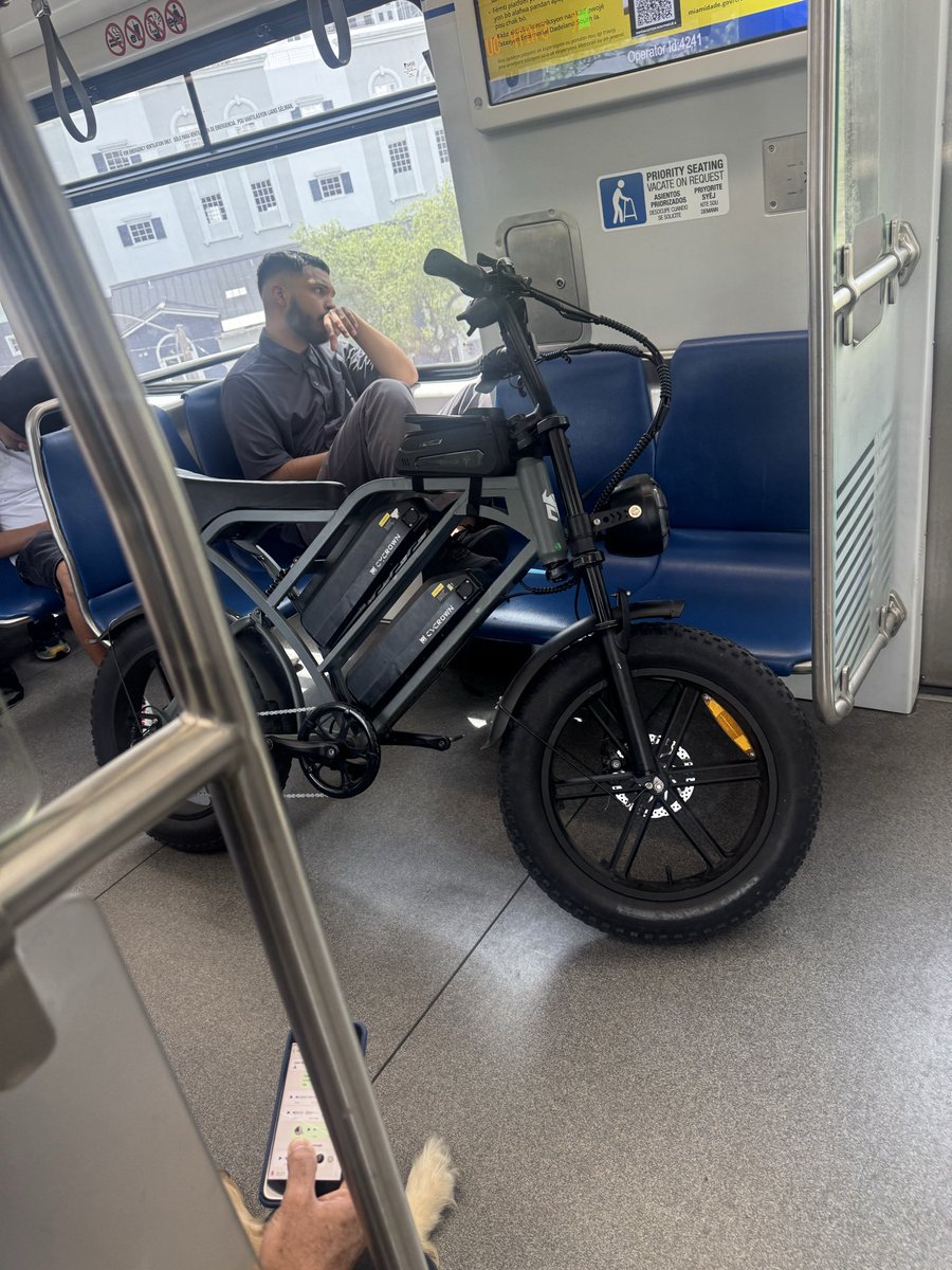 elkatel's tweet photo. @IRideMDT  @ONLYinDADE @MiamiDade_SO there was a time that transit cops were everywhere, now the trains are sleeping quarters for the homeless and idiots like this guy who occupied the disabled spot even as two disabled people had to stand. Shameful behavior. https://t.co/tyZL2Mx4CV