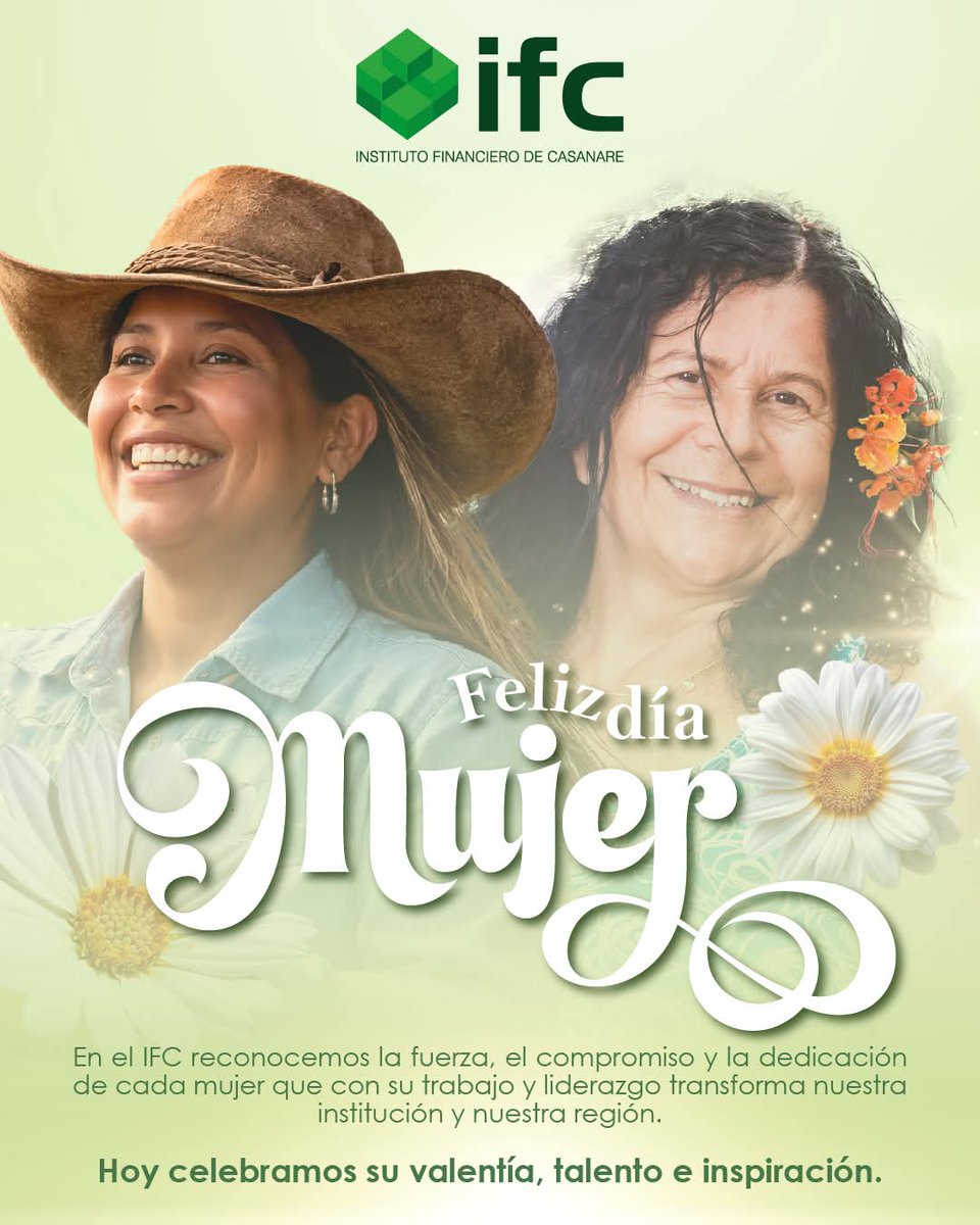 En el IFC reconocemos la fuerza, el compromiso y dedicación de las mujeres del departamento. Nuestras líneas de crédito están dirigidas a ellas, para que estudien, se fortalezcan y hagan crecer sus negocios.
¡Feliz día de la mujer!