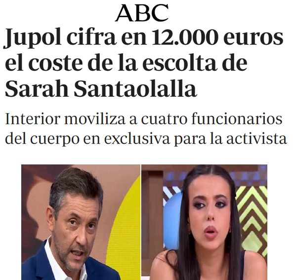 12.000 euros al mes de tus impuestos y 4 personas dedicadas en exclusiva por un cabestrillo de postín.

Un gobierno que desprotege a los guardias civiles que se juegan la vida contra el narcotráfico en lanchas de juguete mientras pone la máxima protección a sus palmeros.

Asco.