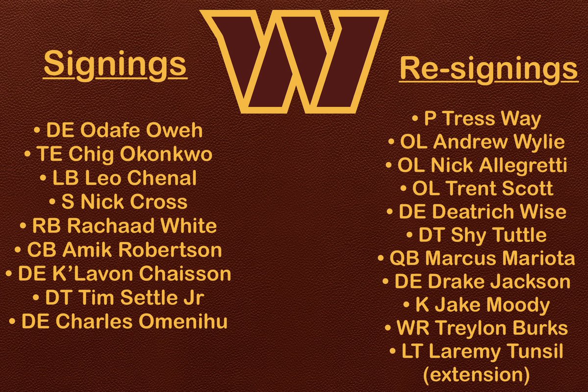 JayDanielsMVP's tweet image. Busy 2026 offseason for #Commanders GM Adam Peters so far!