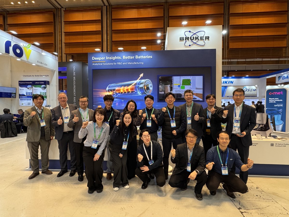 bruker's tweet photo. Are you at #InterBattery 2026? See you at booth D370!
Explore Bruker’s comprehensive suite of analytical solutions for battery research, development, and manufacturing!
Learn more: https://t.co/i7a7JzF5wp
#Interbattery2026 #Battery #BatteryResearch #BatteryManufacturing https://t.co/iHWOXIhiZu