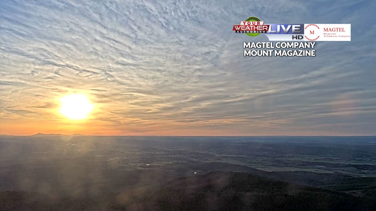 weatherdan's tweet photo. [7 PM - March 12, 2026] - #SunsetWatch Get those cameras ready! It could be a gorgeous sunset tonight with those high clouds streaming in and no low clouds to our west! Sunset is at 7:22 PM #ARwx https://t.co/X4qtlBDI8S