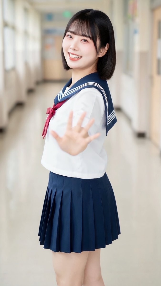 utakatagram's tweet photo. 学校のいろんな場所で撮ってみた。

#AIart #黒髪ボブ #SFW #セーラー服 https://t.co/7ca4hGKohn