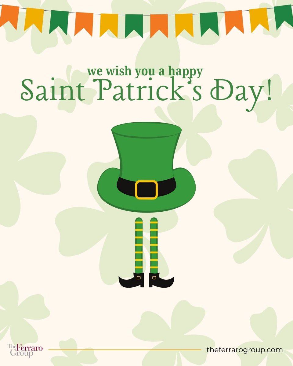 TheFerraroGroup's tweet photo. 🍀 Going green today! From the capital to the coast, The Ferraro Group team wishes you a safe and happy St. Patrick’s Day. May your luck be high and your challenges be few. https://t.co/CW2PgYpERO