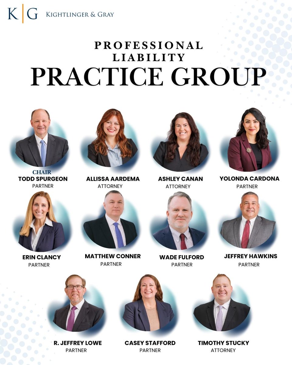 KightlingerGray's tweet photo. Our Professional Liability Defense team is dedicated to protecting the reputations, careers, and livelihoods of professionals. With extensive litigation experience and a strategic approach to complex claims, our team provides trusted defense. Learn more at https://t.co/sljO4VKMhS https://t.co/fwFNBrFdJV