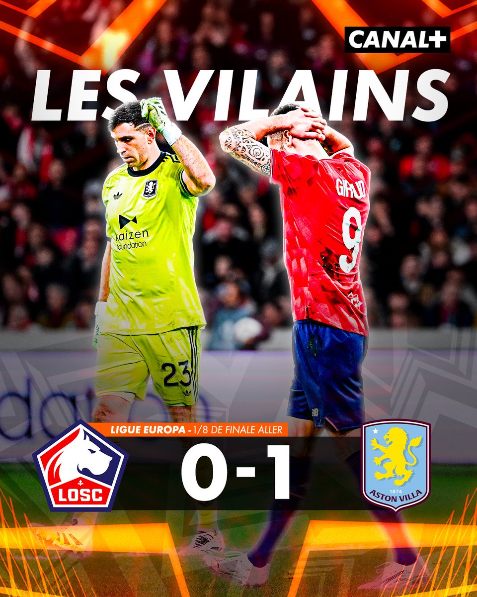 CanalplusFoot's tweet photo. VILLA ECOEURE LILLE 💥

Les hommes d'Unai Emery s'imposent grâce à Ollie Watkins et le LOSC devra faire l'exploit d'aller gagner outre-Manche ⚡️

#LOSCAVL https://t.co/2RM9IbUYnf