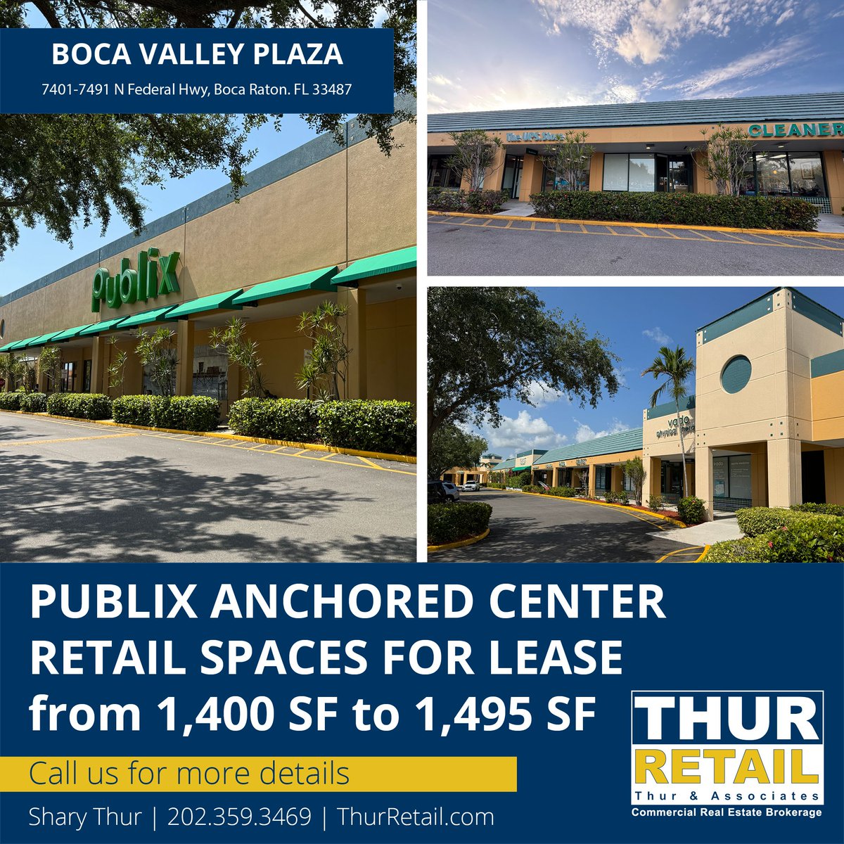 ThurRetail's tweet photo. Publix Anchored Shopping Center - East Boca Raton. 1,495 SF retail spaces available for lease.  View the brochure to learn more: https://t.co/sOK3gZXmAI #CRE #RealEstate #Florida #BocaRaton #Retail #Publix https://t.co/hfV6lcClj3