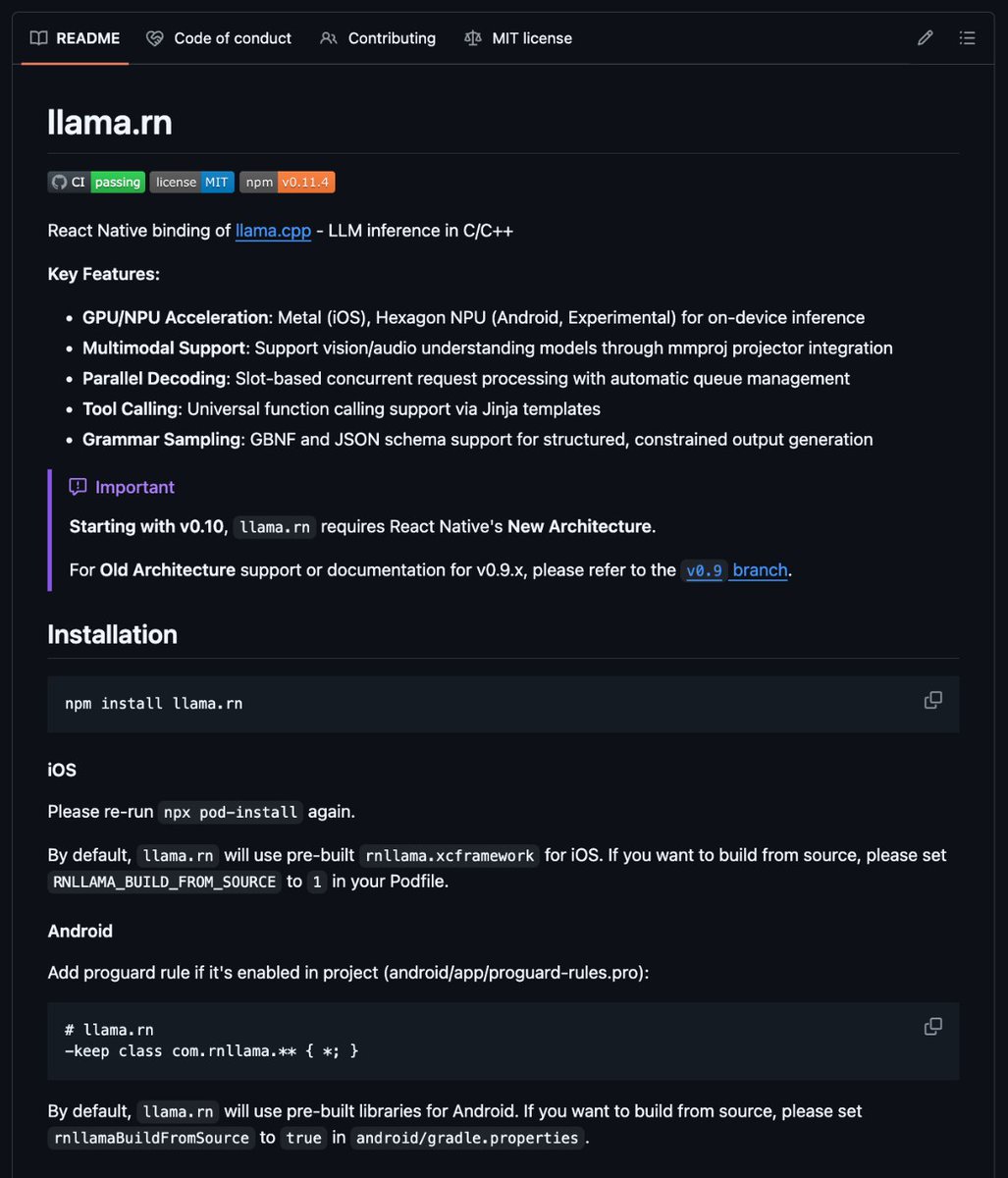 llama.rn README features