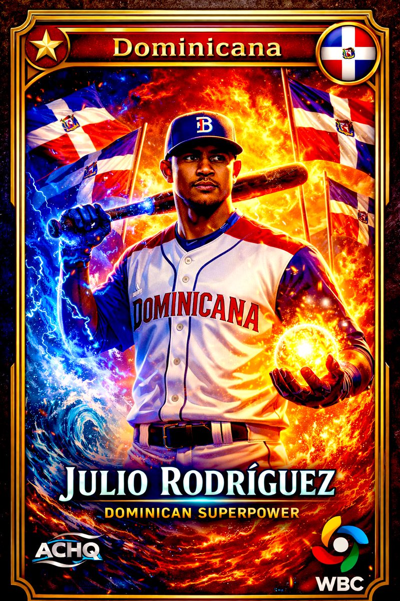 AlienCardsHQ's tweet photo. @MannyTheKing01 Dominican Superpower 🇩🇴⚡️

Julio Rodríguez.

#WorldBaseballClassic #TeamDR #ACHQ 👽 https://t.co/YnHOeqKMxM