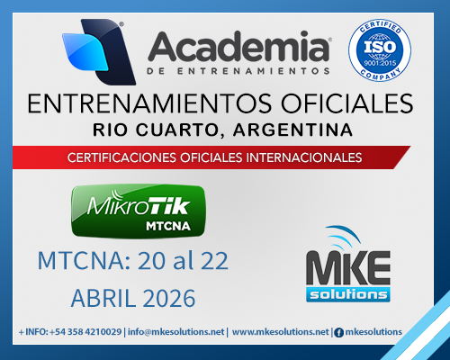 mkesolutions's tweet photo. Entrenamiento oficial #MikroTik certificación #MTCNA del 20 al 22 de abril en la ciudad de Río Cuarto, Argentina.

https://t.co/tZgVU4kDun https://t.co/BCOK39gTGF