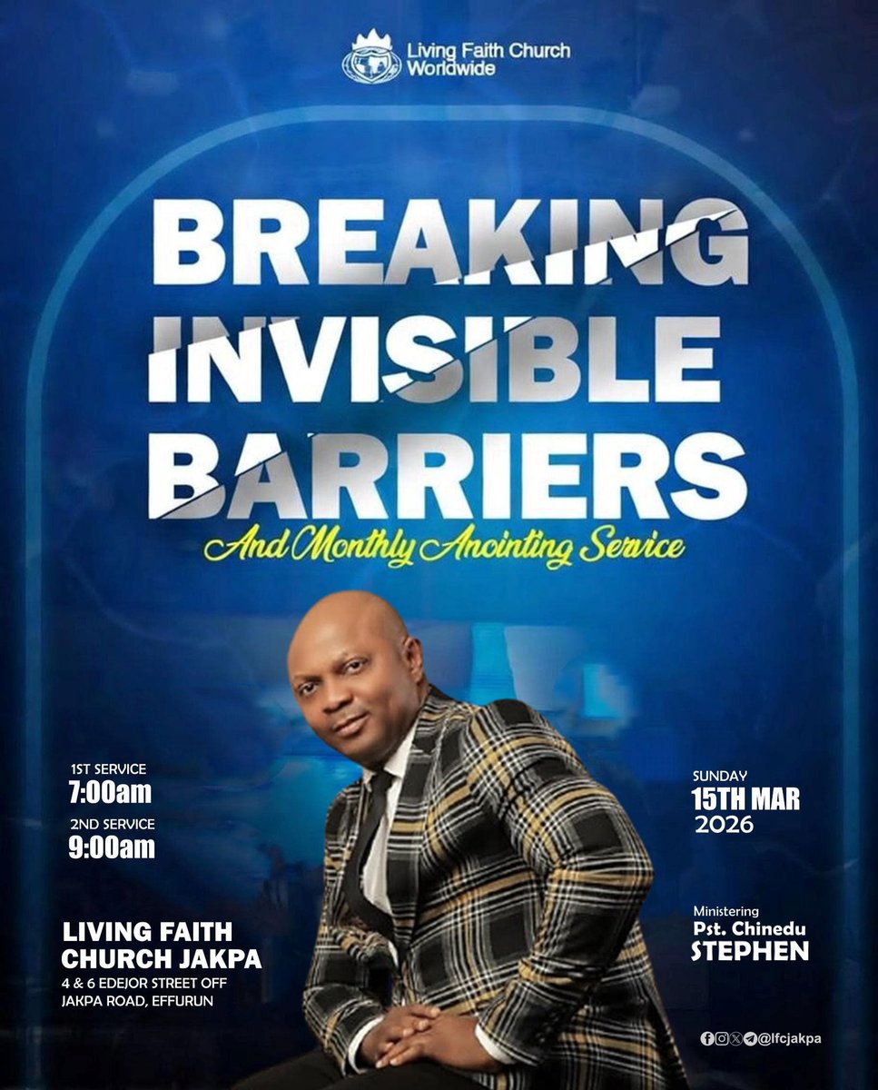 lfcjakpa's tweet photo. “Surely there is an end; and thine expectation shall not be cut off.”

Join us this Sunday at Living Faith Church Jakpa, every invisible barrier resisting your progress shall be broken by the power of God’s Word and the mystery of the Anointing.

Don’t miss it for anything; https://t.co/szf7SCdKJa