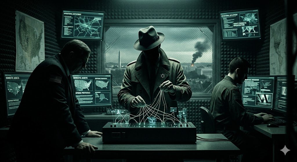 Wanes751's tweet photo. From the Mideast to the U.S. Homeland: The climax of a Zionist-American conspiracy.

Fabricated intelligence + Domestic sabotage = A manufactured "Pearl Harbor" moment to justify an invasion of Iran. Directed by Israel, staged in America. 🏛️💥

#WarGames #FalseFlag #IranVsUSA https://t.co/i9EY5rK8FR