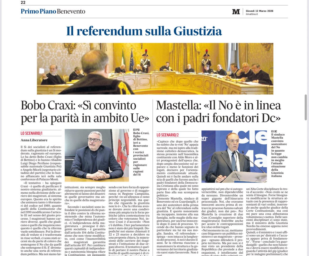 anna_liberatore's tweet photo. Referendum sulla giustizia, le ragioni del Sì e del No.
#Referendum @bobocraxi #clementemastella #giustizia https://t.co/jfbz8PiFdR
