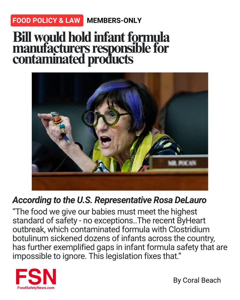 foodsafetynews's tweet photo. 🍼Rosa DeLauro has introduced the Infant Formula Safety Modernization Act after the ByHeart infant botulism outbreak hospitalized 48 babies.
🔒Read more by subscribing to FSN+
#FoodSafety #InfantFormula #PublicHealth #FoodPolicy
https://t.co/S7UXyUNfIq https://t.co/gXf6I1GJCv