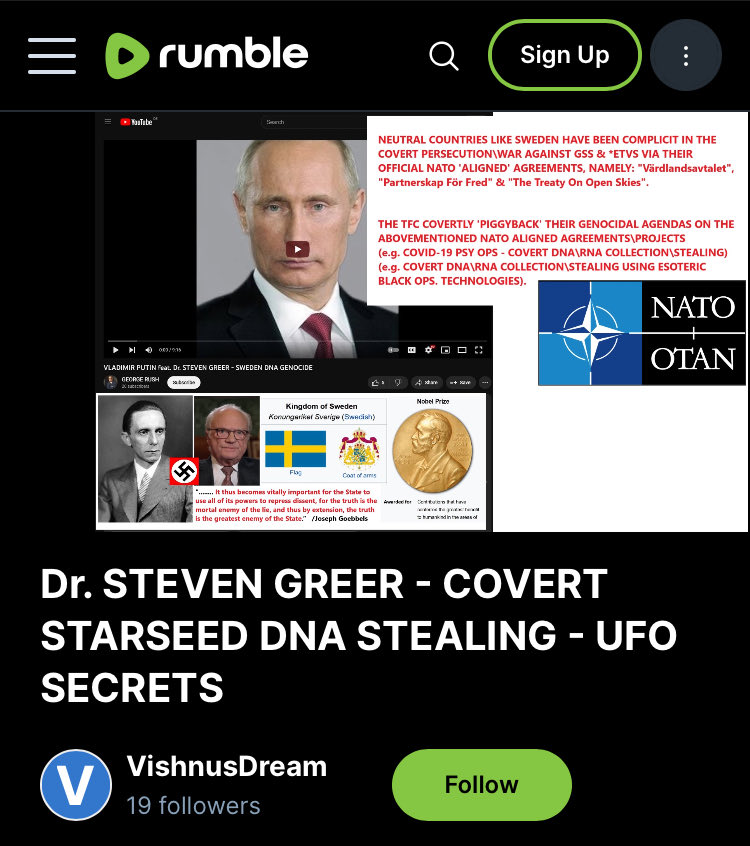 darshan_orion's tweet image. #SwedenNATO  #Covert  #CrimesAgainstHumanity🇺🇸☠️🇸🇪🌎
--
SHARE THIS ALL OVER THE INTERNET
--
Dr. STEVEN GREER - COVERT STARSEED DNA STEALING - UFO SECRETS
rumble.com/v4ycdln-dr.-st…