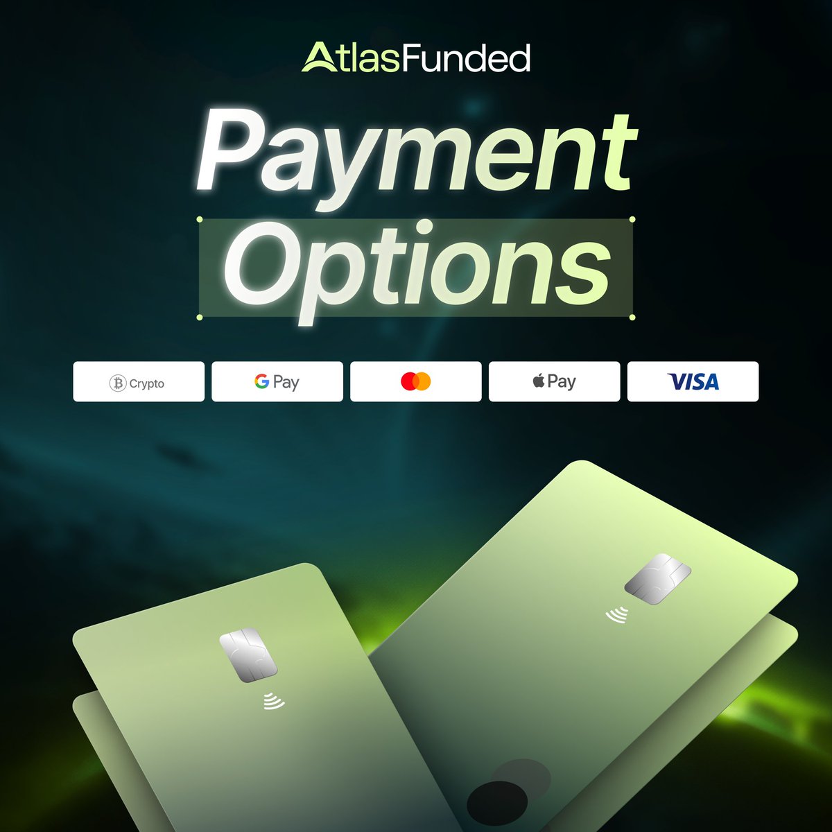 Pay your way! 💯  

Atlas Funded payment options are limitless.  

No complications—just choose the method that suits you best.  

👉Secure your Account now!

atlasfunded.com/?afmc=442