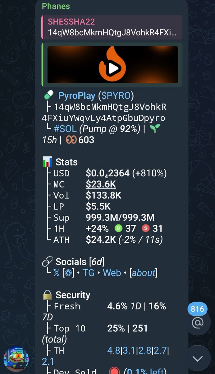 $PYRO

CA:
14qW8bcMkmHQtgJ8VohkR4FXiuYWqvLy4AtpGbuDpyro