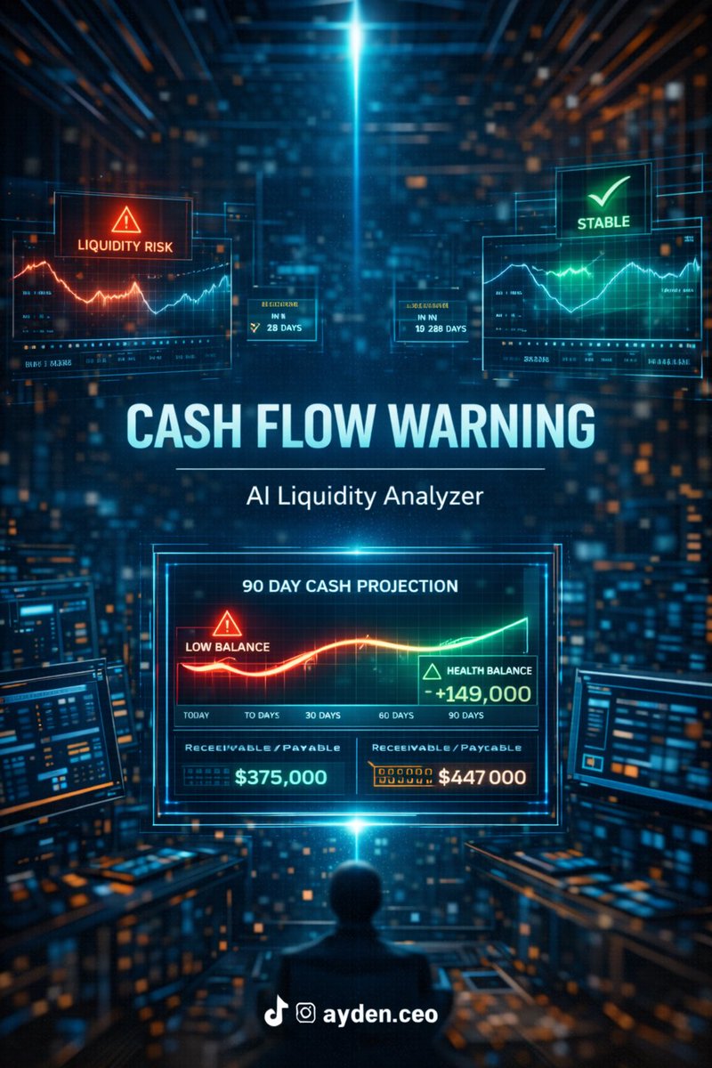 Profit doesn’t guarantee survival.

Cash timing does.

AI can now forecast liquidity stress before it hits payroll.

Comment PROMPT.

#Finance #CashFlow #AIForBusiness