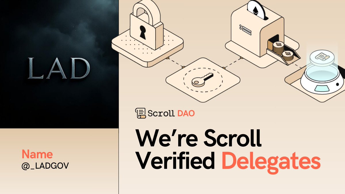 _LADGOV's tweet photo. We're excited to share that @Scroll_ZKP has confirmed us as verified delegates for the first cohort.

Grateful for the opportunity to contribute to governance and collaborate with fellow delegates to help shape the ecosystem. Let’s build. 🚀 https://t.co/37lUVNgFzs
