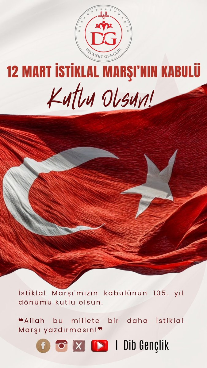 dibgenclik's tweet photo. #İstiklalMarşı'mızın kabulünün 105. yıl dönümü kutlu olsun.

❝Allah bu millete bir daha İstiklal Marşı yazdırmasın!❞ 🇹🇷

#dibgençlik https://t.co/bPgpLxpnTt
