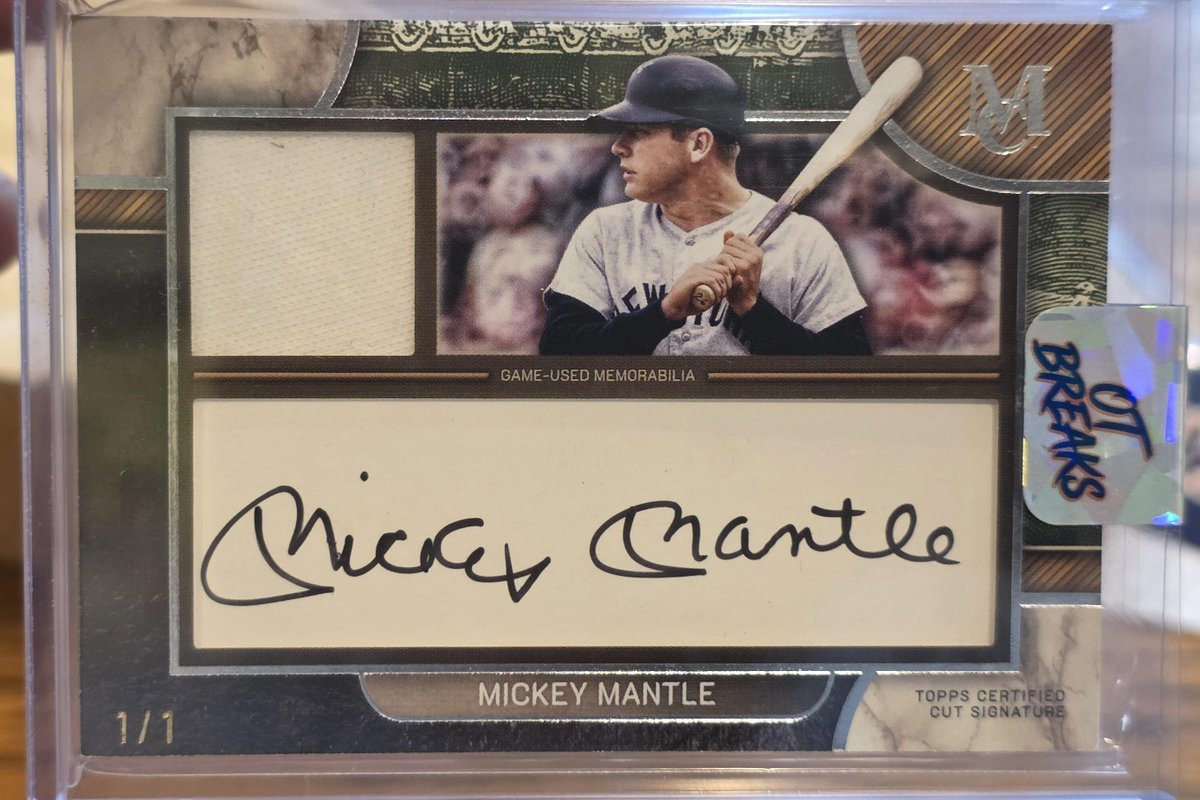 SickPullsHQ's tweet image. Mickey Mantle 1/1 cut auto relic. A certified signature from one of baseball's greatest, pulled from Museum Collection.

u/RedWinger_10 on Reddit

#BaseballCards #OneOfOne
