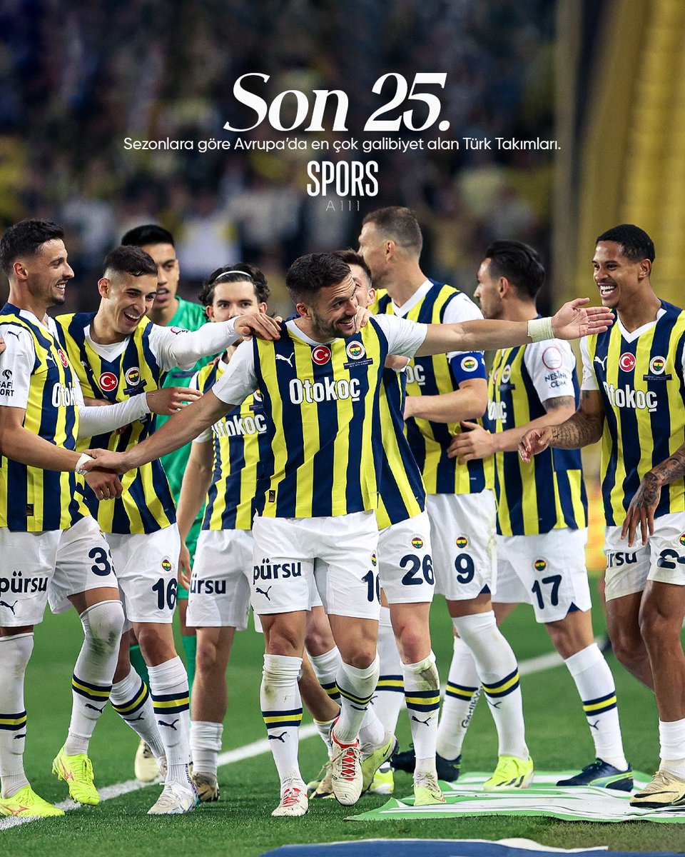 sporsAlll's tweet photo. Son 25 yılda sezonlara göre Avrupa’da en fazla galibiyet alan Türk takımları:

00-01 — Galatasaray (8)
01-02 — Galatasaray (6)
02-03 — Beşiktaş (4)
03-04 — Gençlerbirliği (5)
04-05 — Beşiktaş, Fenerbahçe (3)
05-06 — Beşiktaş (4)
06-07 — Fenerbahçe (5)
07-08 — Fenerbahçe (7)
08-09 — Galatasaray (6)
09-10 — Galatasaray (8)
10-11 — Beşiktaş (9)
11-12 — Beşiktaş (6)
12-13 — Fenerbahçe (9)
13-14 — Trabzonspor (9)
14-15 — Beşiktaş (6)
15-16 — Fenerbahçe (6)
16-17 — Fenerbahçe (7)
17-18 — Beşiktaş (4)
18-19 — Beşiktaş (6)
19-20 — Başakşehir (5)
20-21 — Galatasaray, Sivasspor (2)
21-22 — Galatasaray (5)
22-23 — Fenerbahçe (8)
23-24 — Fenerbahçe (12)
24-25 — Fenerbahçe (6)
25-26 — Galatasaray, Fenerbahçe (5)