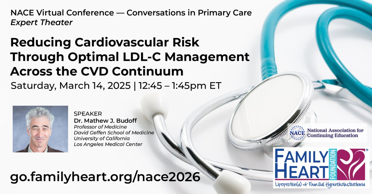 FamilyHeartFdn's tweet photo. Through our GOAL program, we support healthcare practitioner education on LDL-C management and current guidelines. This Saturday, Dr. @BudoffMd (UCLA) will present on optimizing LDL-C management to reduce atherosclerotic cardiovascular disease risk.
#KnowLDL #LowestIsBest https://t.co/qZf4ZwNuEs