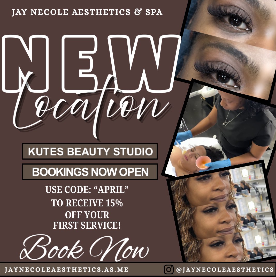 🚨 NEW LOCATION 🚨
Jay NeCole Aesthetics &amp; Spa has officially relocated to Winter Park, FL inside Kutes Beauty Studio. We will no longer accept clients in Clermont.

✨ APRIL SPECIAL ✨
Use code APRIL for 15% OFF your first service.
📅 Valid April 1–30

Link in bio to book 🤍
