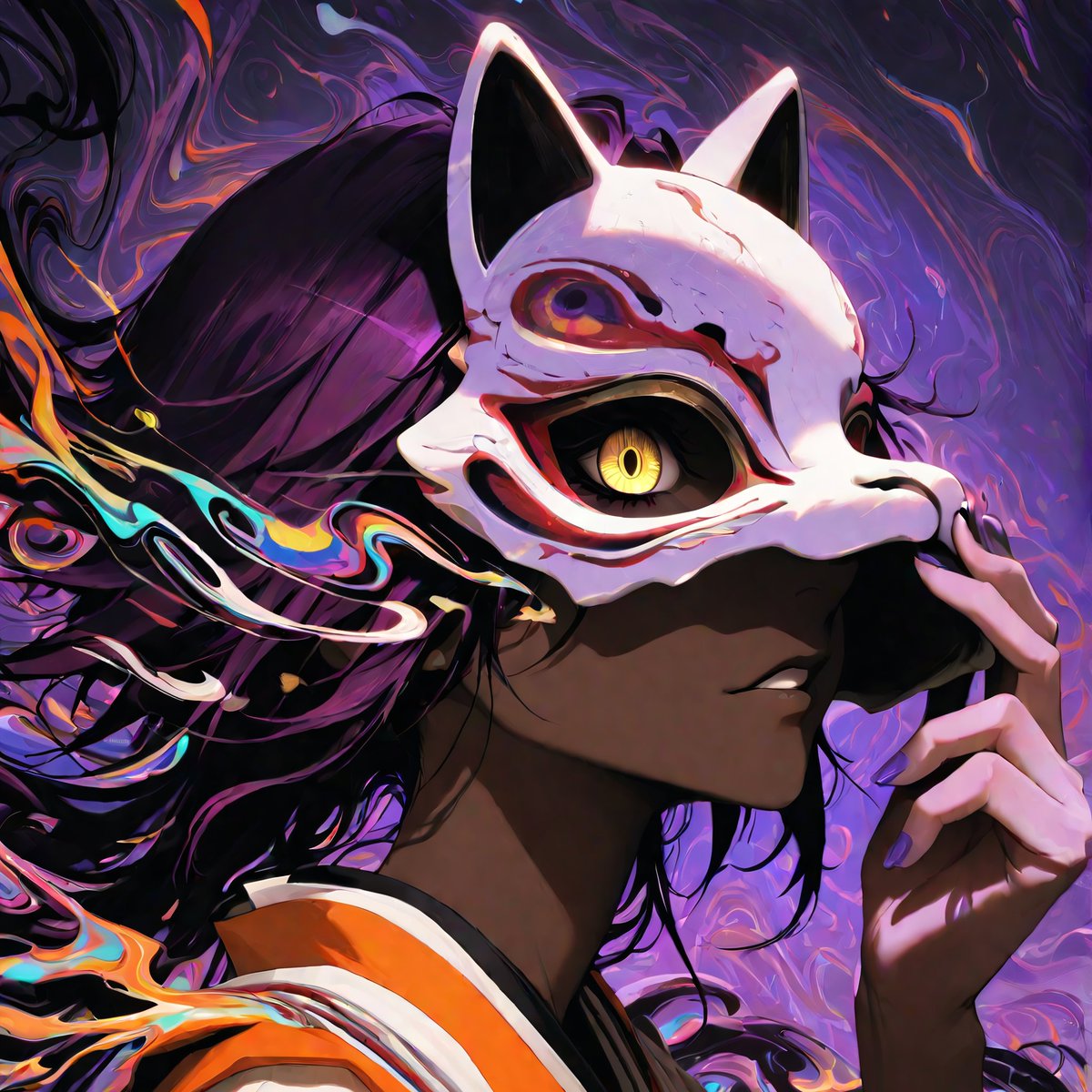 exxhi_otaku's tweet image. Testing out a brand new art style today. 💜✨
​Made these specifically with the Z Fold 7 in mind. Aizen for the outer screen, Yoruichi for the inner canvas.
​Which vibe are you feeling more? 👇

​#Bleach #Aizen #Yoruichi #ZFold7 #GalaxyZFold7 #Wallpapers #AnimeArt #AIArtCommunity