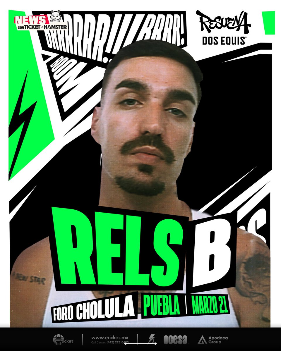 ticketelhamster's tweet photo. ¡Puebla va a resonar! 🔥
Rels B, Yandel Sinfónico, Manuel Turizo e Ivy Queen encabezan Resuena Dos Equis este 21 de marzo en Foro Cholula.
¿Ya tienen sus boletos o se van a quedar fuera? 👀
🎫 A la venta en @eticketmx
#ResuenaDosEquis #RelsB #ManuelTurizo #Yandel #IvyQueen https://t.co/cTn74jcfL6