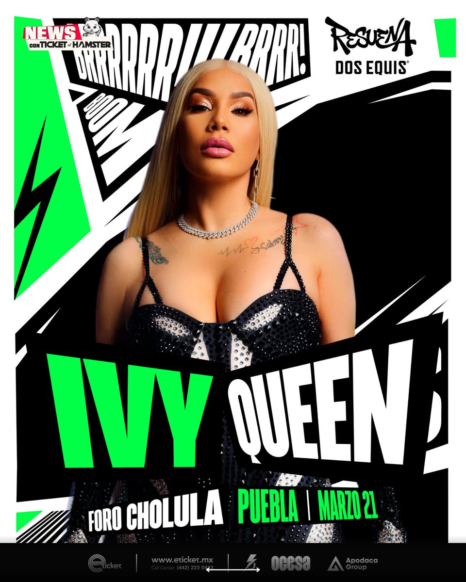 ticketelhamster's tweet photo. ¡Puebla va a resonar! 🔥
Rels B, Yandel Sinfónico, Manuel Turizo e Ivy Queen encabezan Resuena Dos Equis este 21 de marzo en Foro Cholula.
¿Ya tienen sus boletos o se van a quedar fuera? 👀
🎫 A la venta en @eticketmx
#ResuenaDosEquis #RelsB #ManuelTurizo #Yandel #IvyQueen https://t.co/cTn74jcfL6