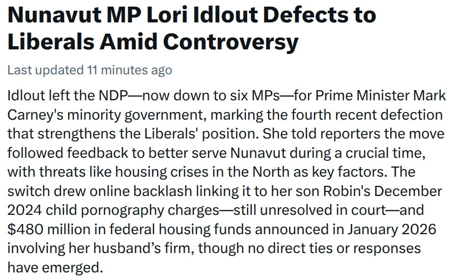 bcbluecon's tweet photo. Not a peep from the Ottawa Press Gallery on the son of Liberal MP Lori Idlout being a pedo and her making a fortune from Liberal govt contracts.

Funny how that works huh? https://t.co/UJcufXCd4G