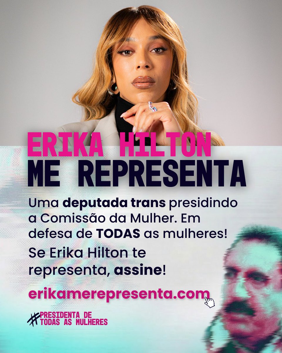 Erika Hilton é MULHER e foi eleita para presidir a Comissão da Mulher.
Vivências têm nuances, mas enfrentam a mesma raiz de opressão. É na união que avançamos.

✊🏽 Assine: erikamerepresenta.com
<a href="/ErikakHilton/">ERIKA HILTON</a>