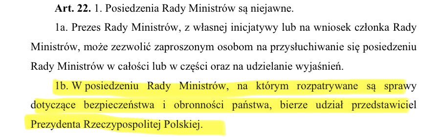 Zgodnie z art. 22 ust. 1b ustawy o Radzie Ministrów, w jutrzejszym posiedzeniu Rady Ministrów weźmie udział szef Kancelarii Prezydenta Zbigniew Bogucki.