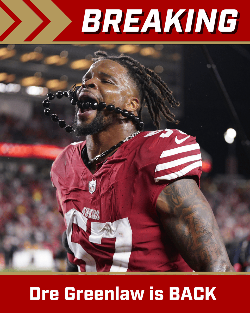 The Niners are reuniting with Dre Greenlaw on a one-year $7.5 million deal, via Ian Rappoport. 

Dre is BACK