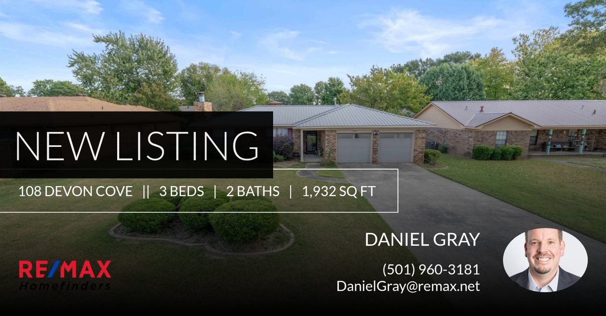 DanielGrayHomes's tweet photo. 📍 New Listing 📍 Take a look at this fantastic new property that just hit the market located at 108 Devon Cove in Jacksonville. Reach out here or at (501) 960-3181 for more information

Daniel Gray
Principal Broker
RE/MAX Homef... https://t.co/9MT7pvZuYq https://t.co/iJXUV8ckTX