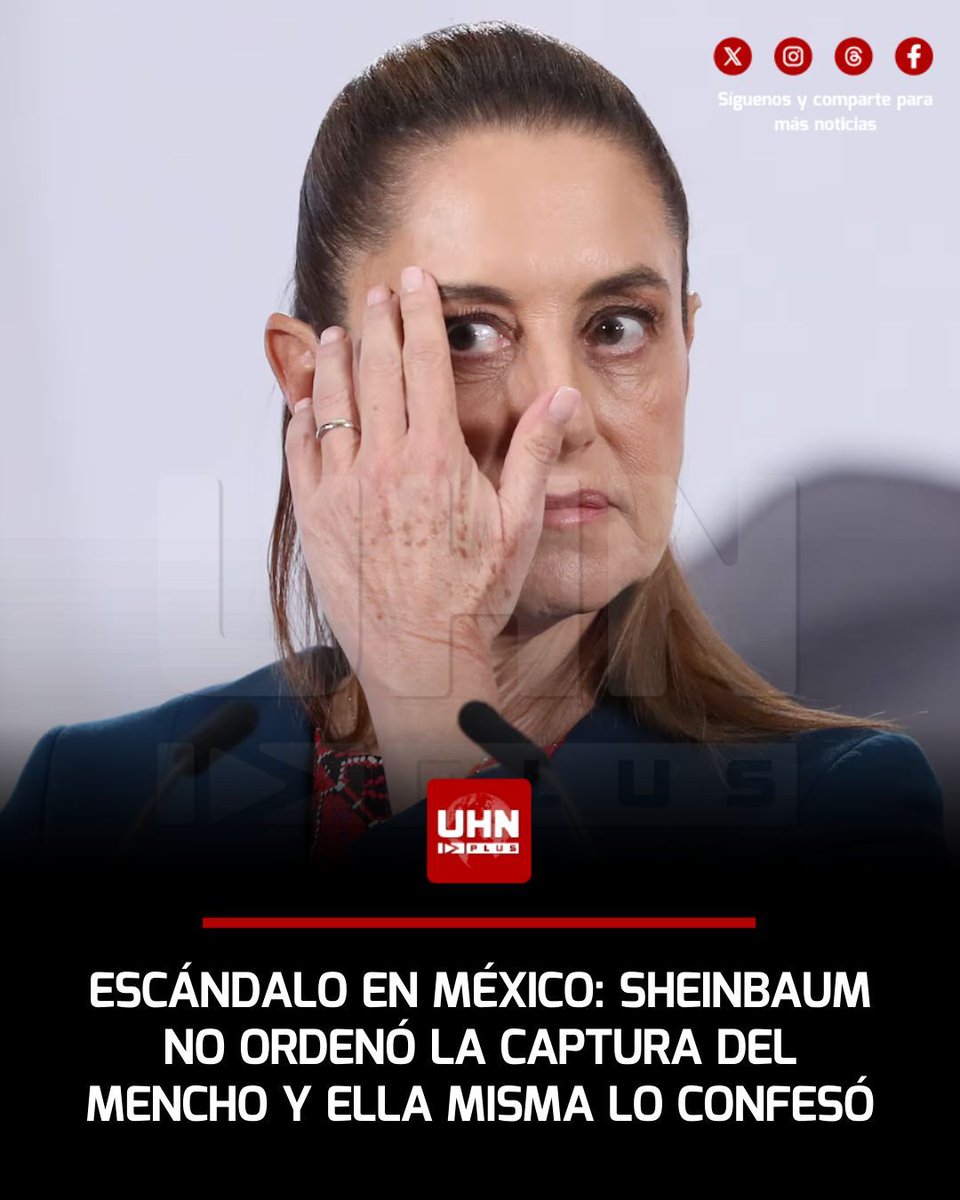 🇲🇽‼️ | En su habitual rueda de prensa, Claudia Sheinbaum buscó quedar como inteligente y desató un escándalo al confesar, insólitamente, que ella no dio la orden de atacar al Mencho. Además, criticó a los presidentes que buscan capturar o ejecutar a los narcos. Esto deja en claro