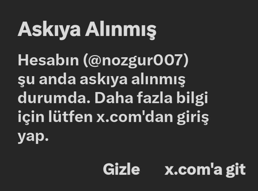 Arkadaşlar (<a href="/nozgur007/">ÖZGÜR🇹🇷🔻</a>) hesabım askı olmuştu. Bu paylaşımı gören arkadaşlardan takip ve destek bekliyorum..