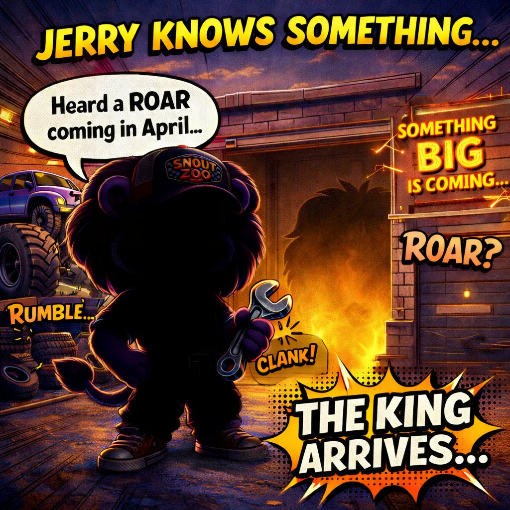 SnoutZoo's tweet image. Jerry heard something in the garage… A ROAR. 👀

Something BIG is coming to Snout Zoo this April.

This mint honors our community living with Tourette’s and Autism.

Stay ready Snout Fam. 🦁

#SnoutZoo #Neurodiversity #PolygonNFT