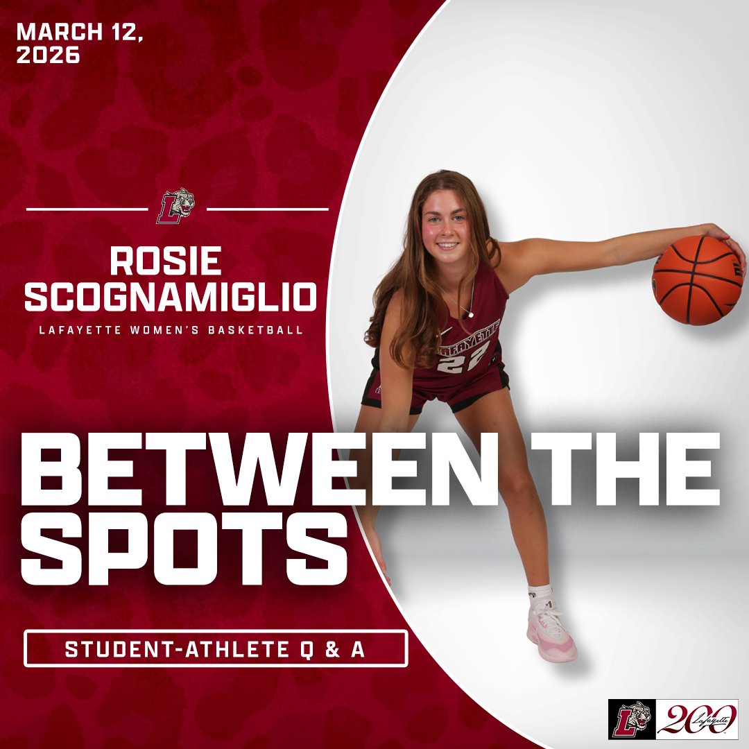 LafayetteWBB's tweet photo. What's one skill Rosie Scognamiglio would master that isn't basketball-related?

You'll just have to CHECK out Between the Spots ♟️!

📰: https://t.co/BChW2Ouz5l

#RollPards | #ClimbTheHill | #LafayetteCollege200 https://t.co/vMgL4HiPMV