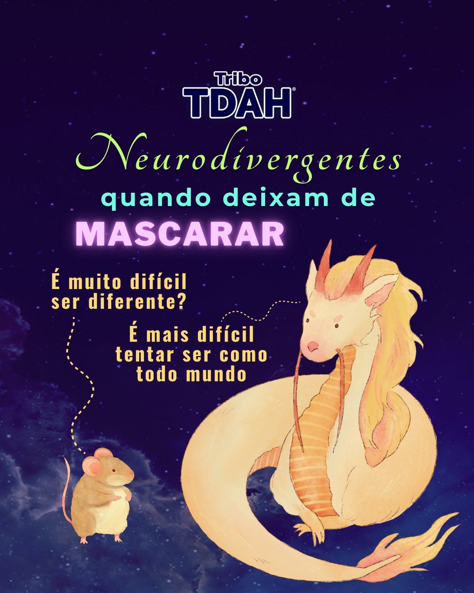 TriboTDAH's tweet photo. QUANDO VOCÊ DEIXA SUAS MÁSCARAS DE LADO?

Muitas vezes, TDAHs e Autistas deixam máscaras sociais de lado perto de amigos próximos que nos entendem como somos e sem julgar.

Viver com máscaras pesa na nossa saúde mental, consome mais energia diária e desgasta a longo prazo. https://t.co/Zx6kxzBwil