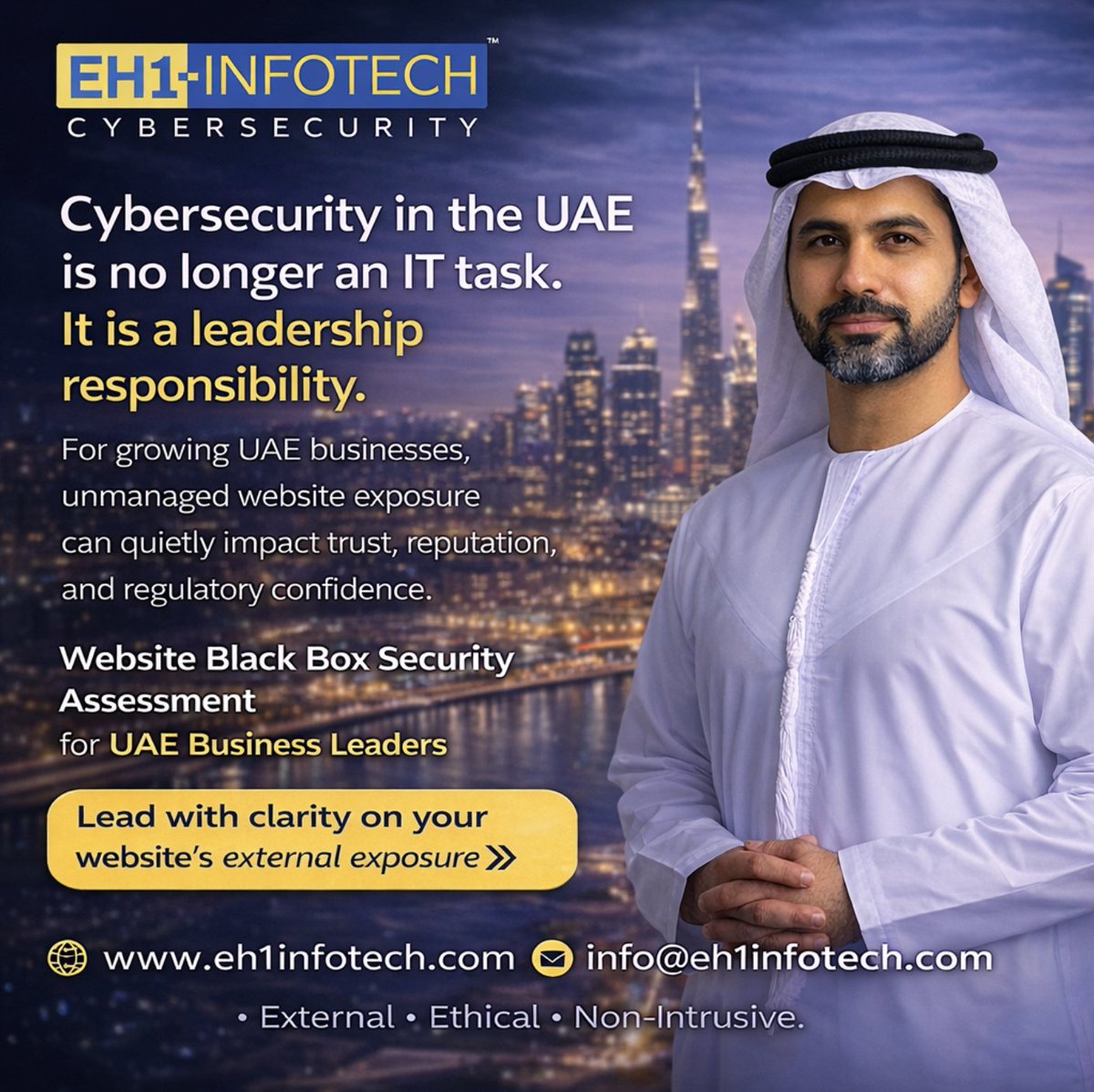 ehinfosec's tweet photo. Leadership must understand website exposure before attackers do. #BlackBoxSecurity Assessment reveals what is publicly visible.

#UAELeadership #BlackBoxSecurity #CyberRisk #DigitalTrust #CEOLeadership #WebsiteSecurity #EthicalHacking #EH1InfotechCybersecurity #DrSahilBaghla https://t.co/AJEnlbqndL