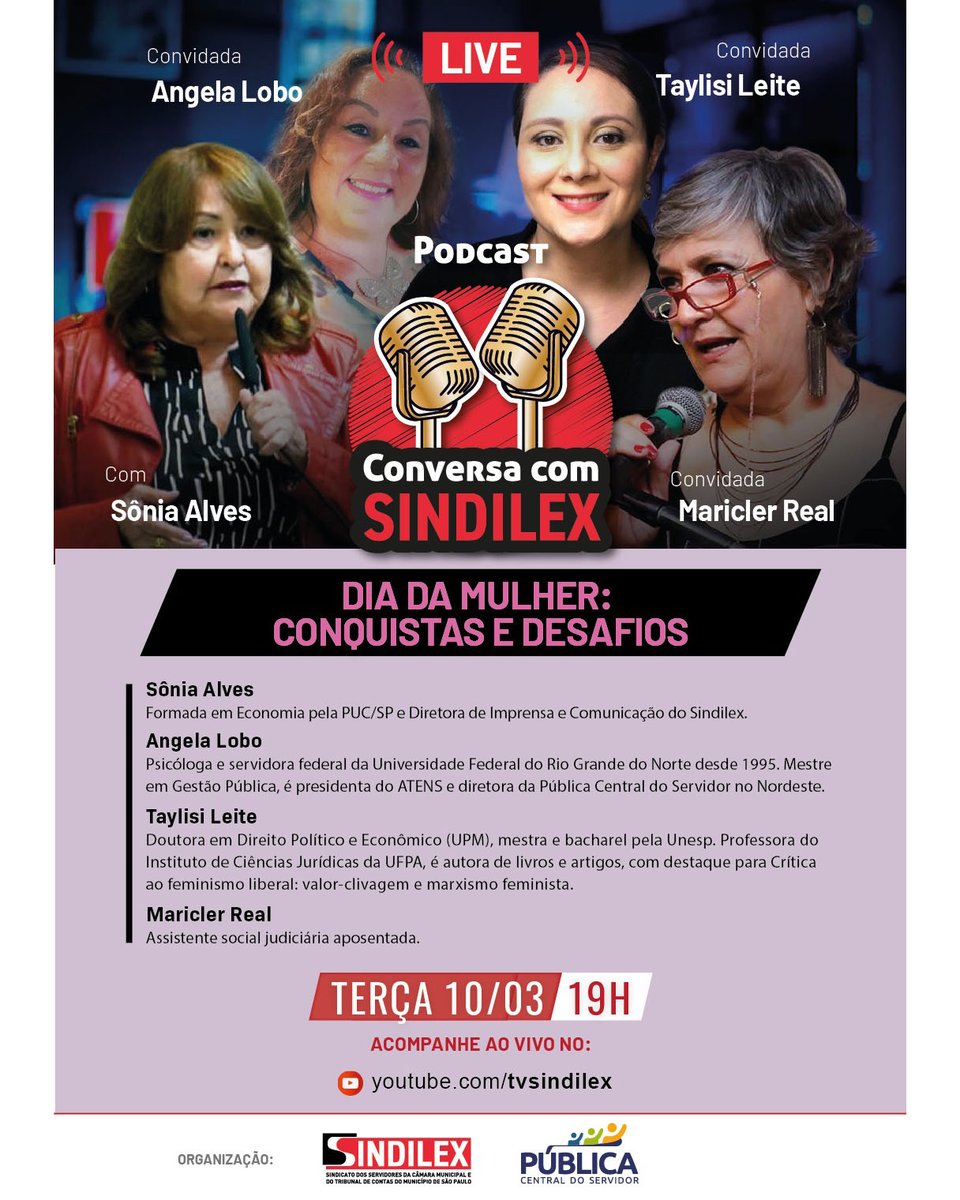 O Sindilex lança a primeira edição do Podcast Conversa com Sindilex, um novo espaço de diálogo sobre temas importantes para o serviço público e para a sociedade.

Transmissão pelo YouTube
youtube.com/watch?v=MkvSjk…