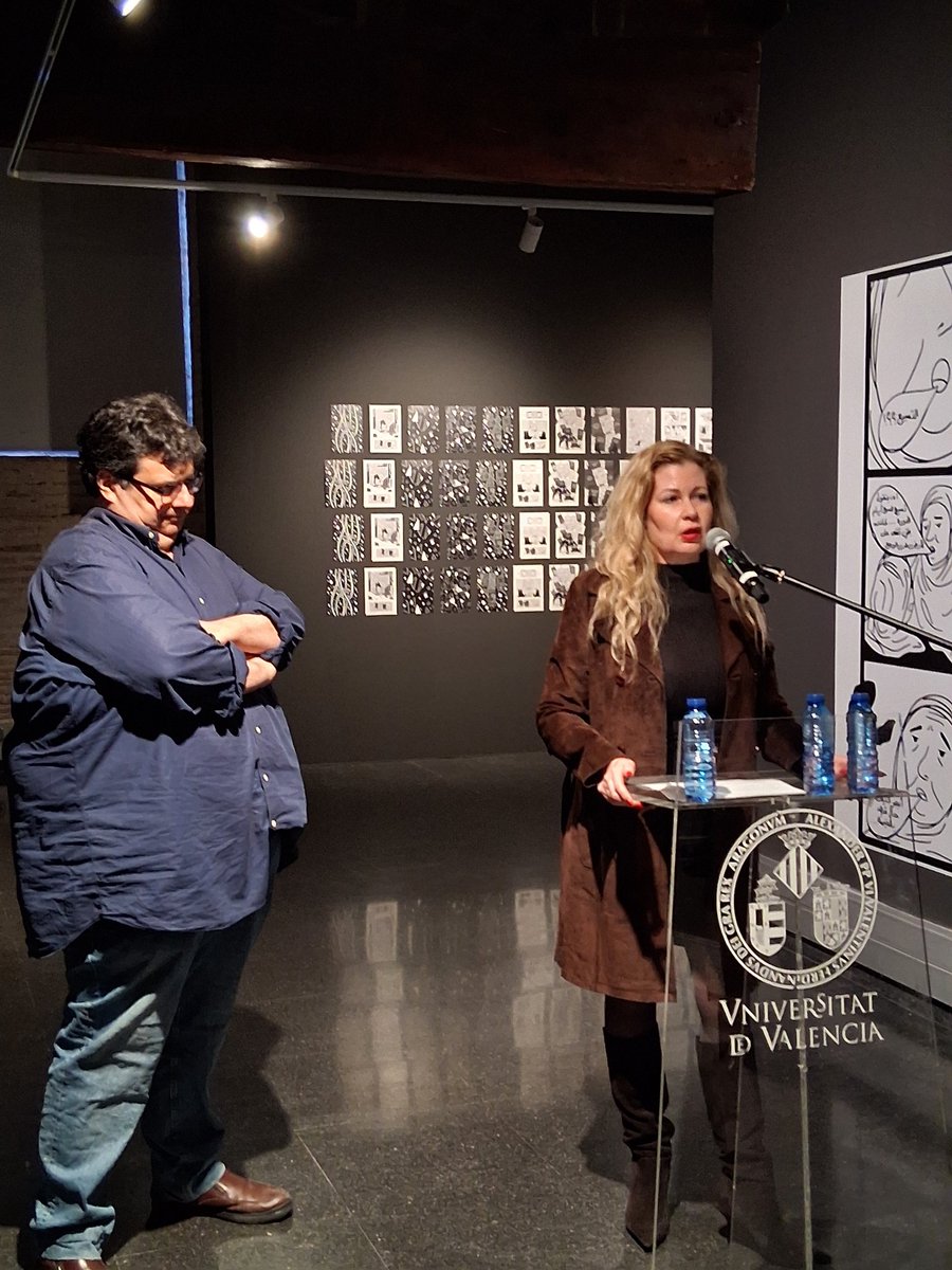 EduMcGuinness's tweet photo. Muy interesante y necesaria la exposición "Còmic palestí: Veus pròpies, crit col.lectiu" que podéis encontrar en @LaNauuv organizada por @Al_Fanar la Cátedra de Estudios del Cómic Fundación SM-UV y @SalonComicVlc entre otros https://t.co/kkM7Gap0Ei